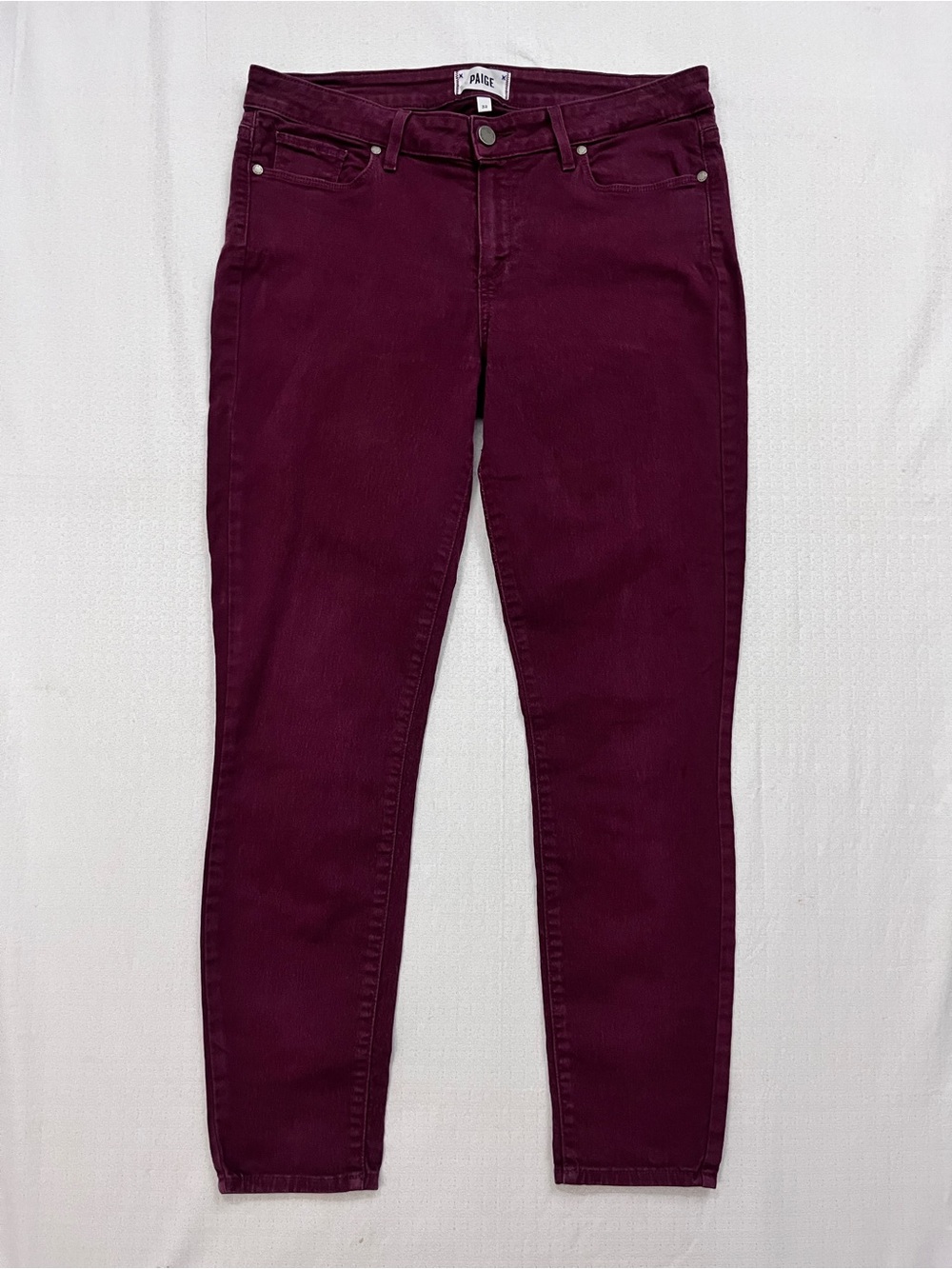 PAIGE Verdugo ankle skinny burgundy jeans size 32